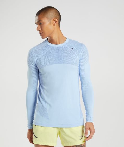 Koszulki Gymshark Apex Seamless Long Sleeve Męskie Głęboka Niebieskie | PL 691GAD